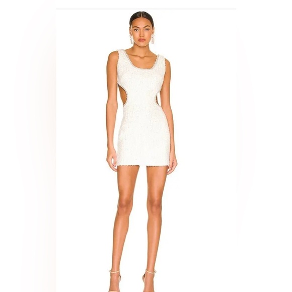 NBD Dresses & Skirts - NBD Kenzie Mini Dress in White Tweed Metallic REVOLVE size L